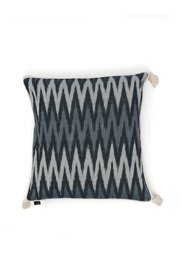 Set of 2: Prussian Blue Ikat Cotton Cushion Covers
